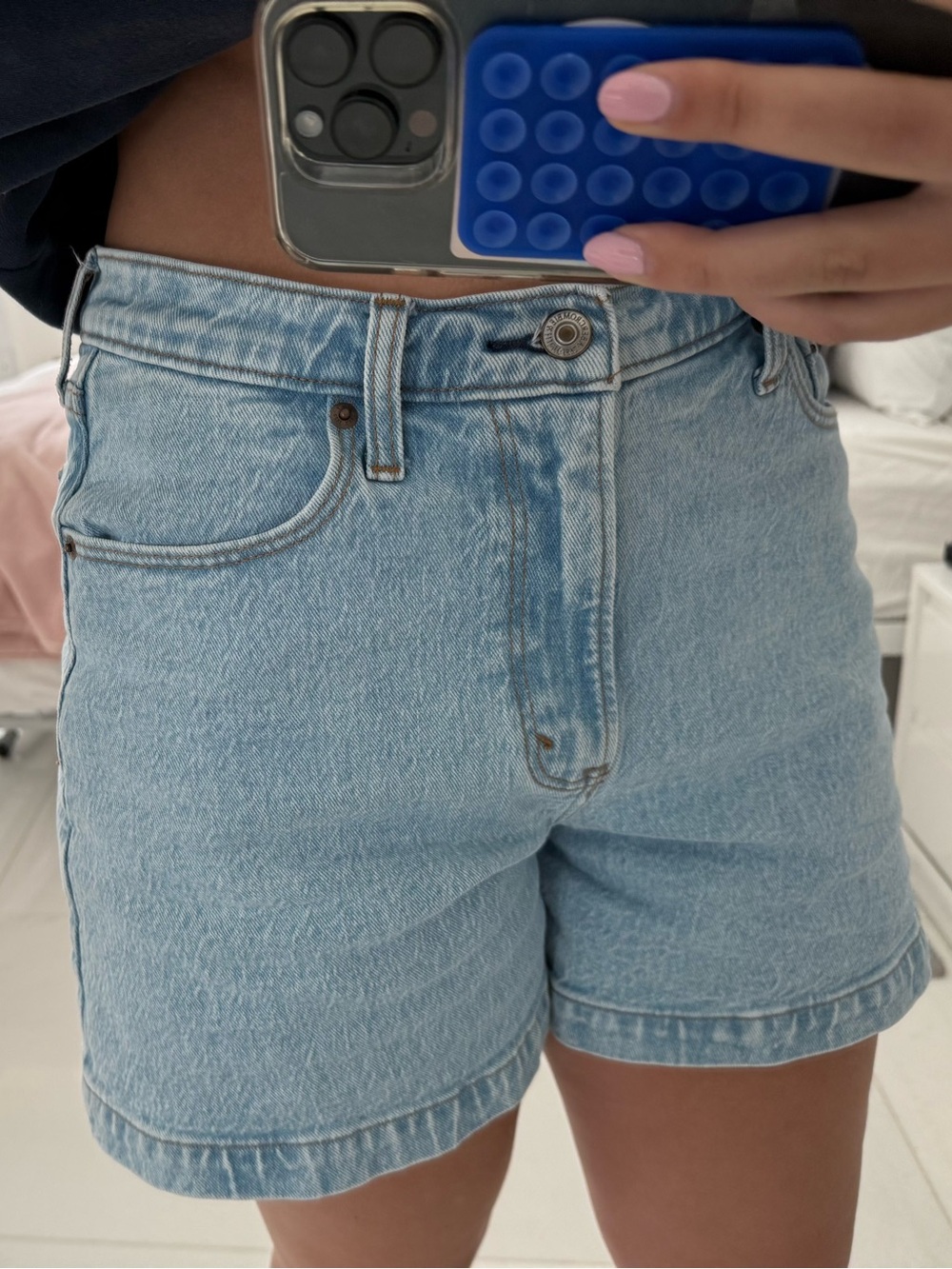 Classic Light Blue Denim Shorts - Women